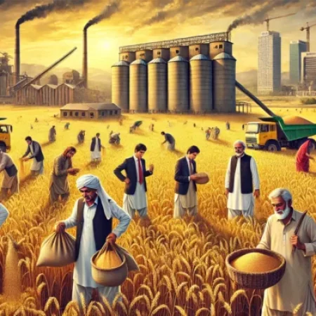 DALL·E-2024-10-12-00.15.04-A-high-resolution-landscape-image-depicting-the-free-markets-impact-on-Pakistans-wheat-crop.-In-the-foreground-small-farmers-are-seen-struggling-in-696x398